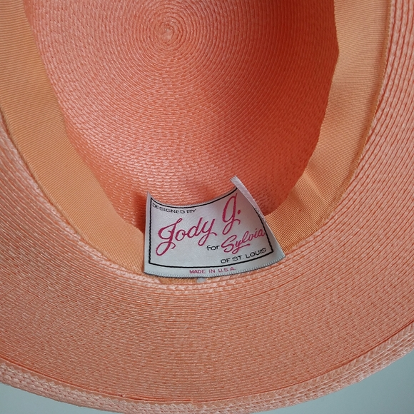 🚨 vtg peach 70s prairie sun hat flower - Picture 7 of 7